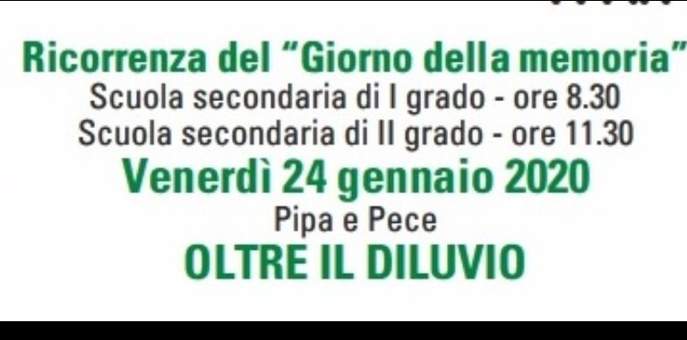 Teatro Ragazzi e Giovani-Giorno della Memoria: OLTRE IL DILUVIO - Comune  Chioggia